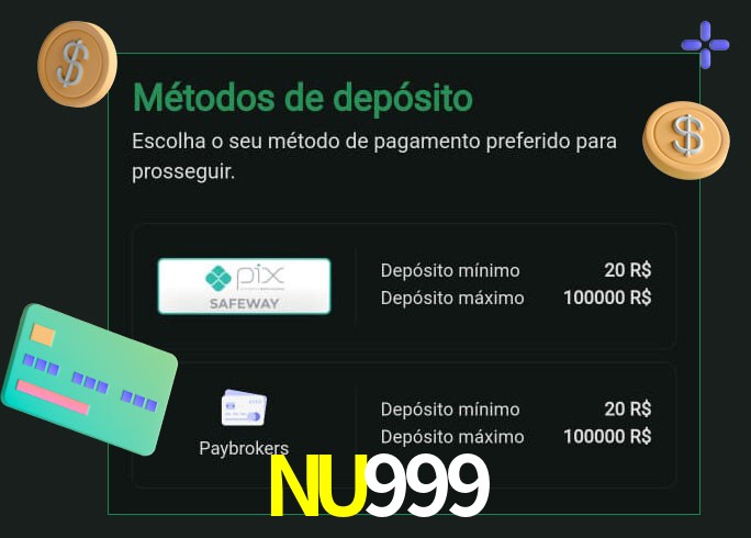 O cassino NU999 oferece uma grande variedade de métodos de pagamento